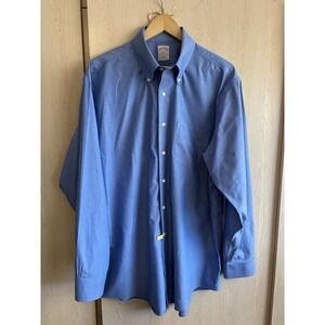 Brooks Brothers 346 Mens Dress Shirt 17 - 4/5 Blue Non-Iron Collared Button LS‎